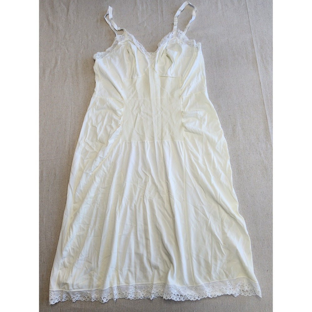 Womens Vintage Faerie Expecto Ivory Slip Lingerie Nylon 38 Lace Trim Elegant